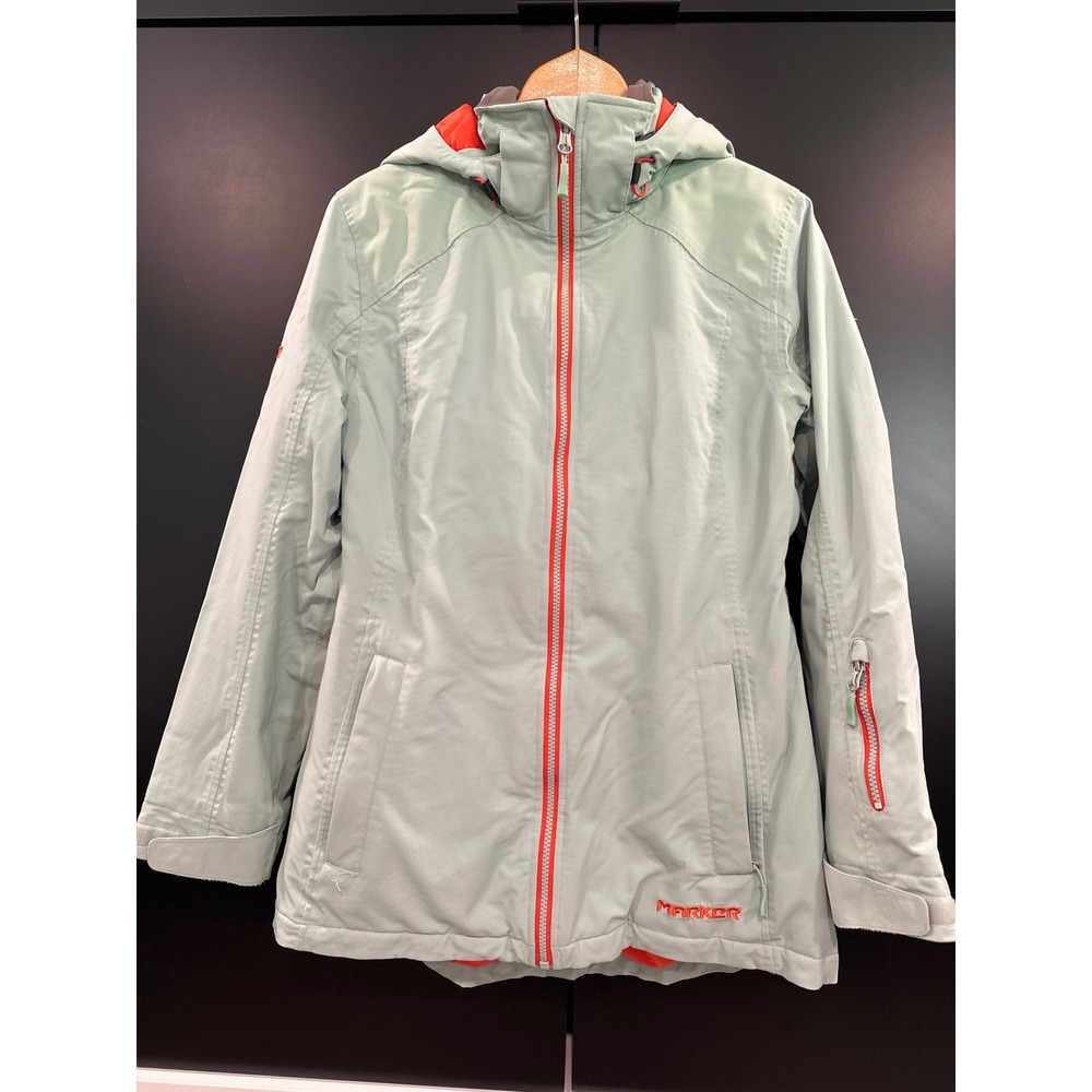 Marker Women Mint Green Orange Trim RECCO Insulated Ski Snowboard Jacket Medium